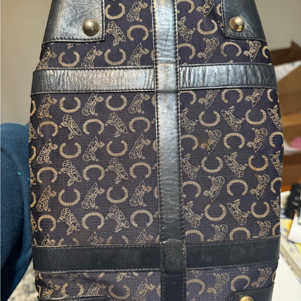 CELINE Navy Blue Boston Bag -  Rare Vintage Iconic Monogram! - Picture 7 of 11
